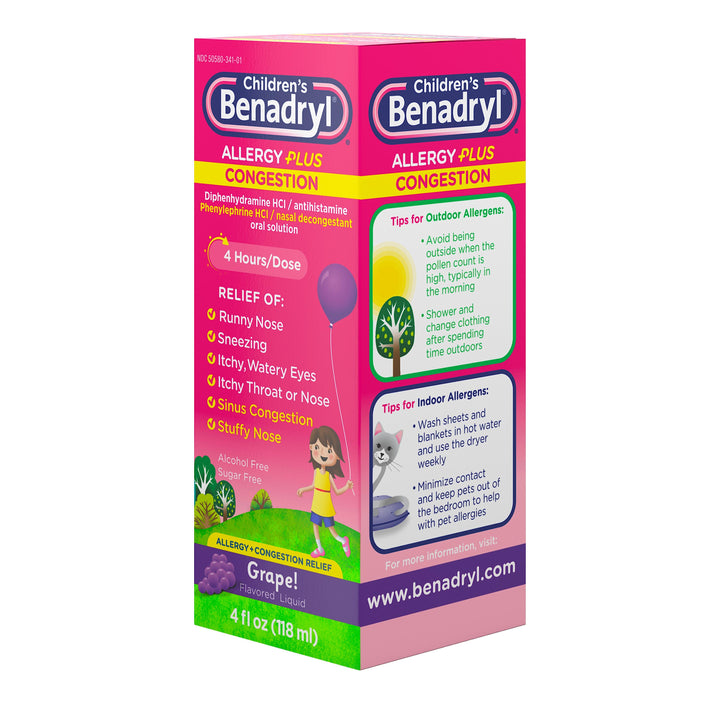 Benadryl Children's Benadryl Allergy Plus Congestion-4 fl oz.s-3/Box-12/Case