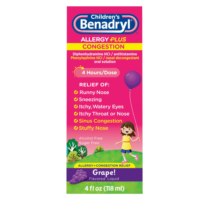 Benadryl Children's Benadryl Allergy Plus Congestion-4 fl oz.s-3/Box-12/Case