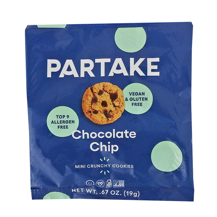 Partake Foods Crunchy Chocolate Chip Mini Cookies-0.041 lb.-100/Case