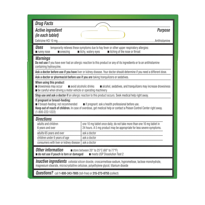 Zyrtec 24 Hour Hives Relief-5 Count-4/Box-9/Case