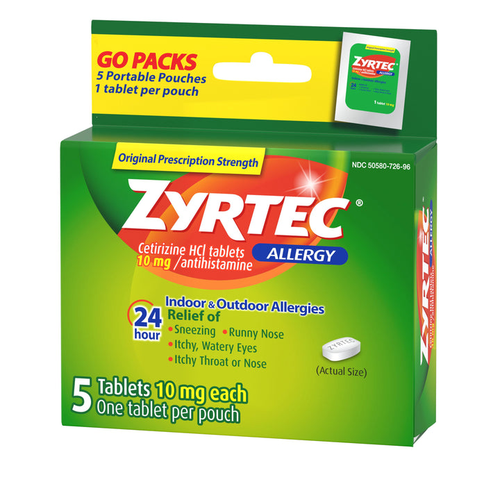 Zyrtec 24 Hour Hives Relief-5 Count-4/Box-9/Case