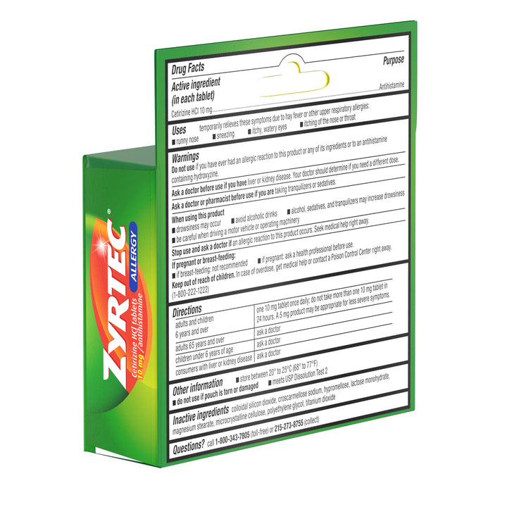 Zyrtec 24 Hour Hives Relief-5 Count-4/Box-9/Case