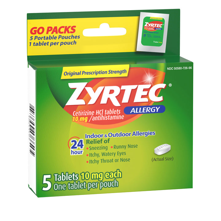 Zyrtec 24 Hour Hives Relief-5 Count-4/Box-9/Case