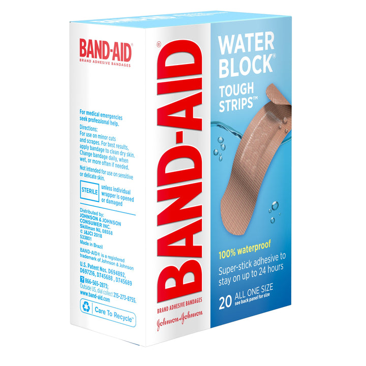 Band Aid Water Block Tough Strip Bandage Bandages Box-20 Count-5/Box-4/Case