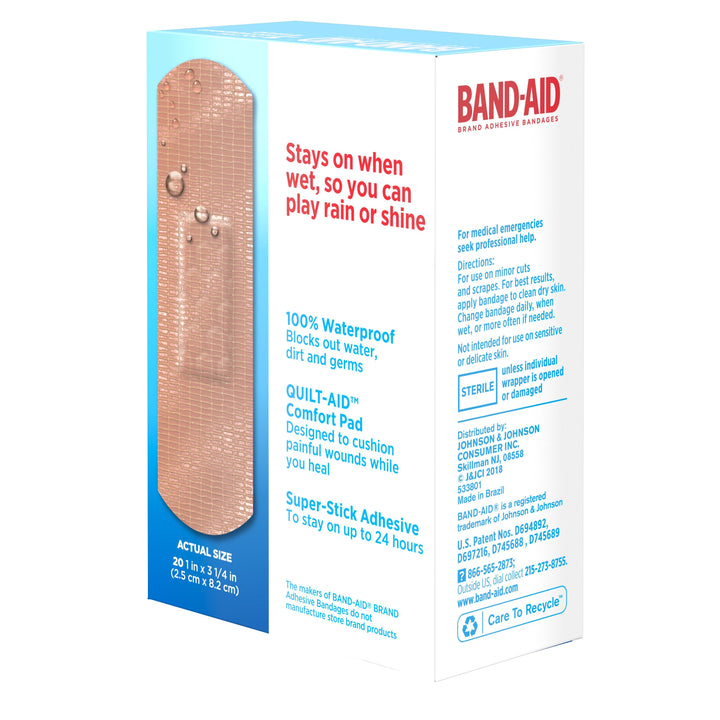 Band Aid Water Block Tough Strip Bandage Bandages Box-20 Count-5/Box-4/Case