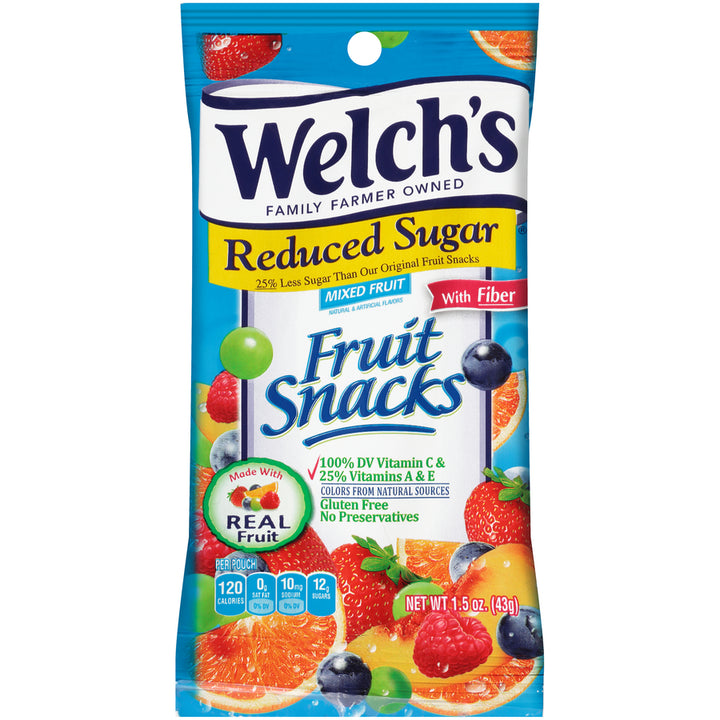 Welch's Mixed Fruit Reduced Sugar With Fiber Fruit Snack-1.5 oz.-144/Case