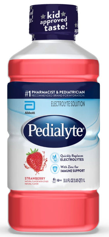 Pedialyte Strawberry 1 Liter Flavored Electrolyte Solution-1 Liter-8/Case