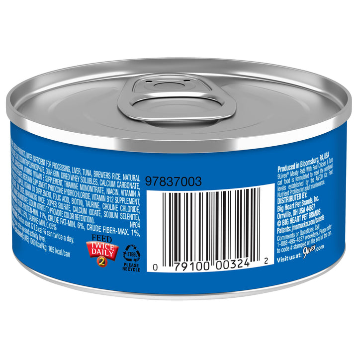 9 Lives Meaty Pate Chicken And Tuna Cat Food Singles-5.5 oz.-24/Case