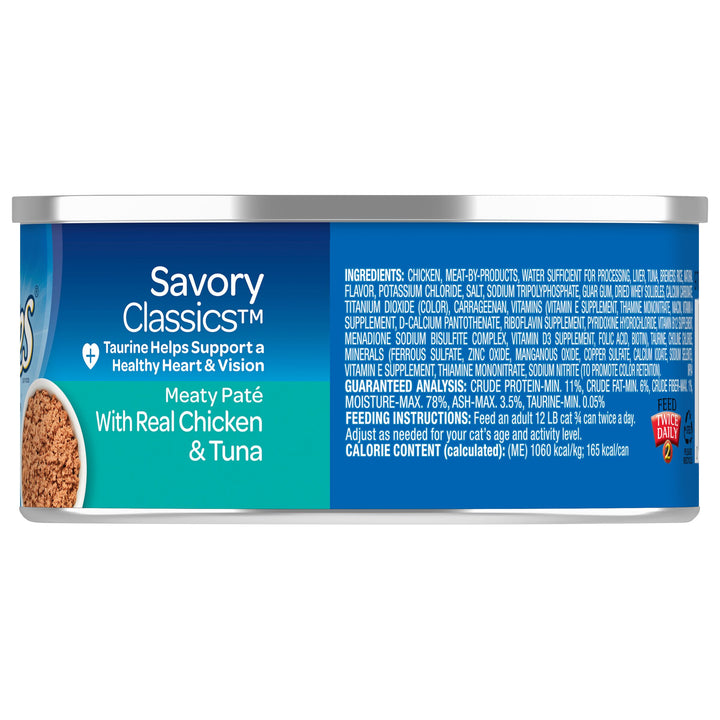 9 Lives Meaty Pate Chicken And Tuna Cat Food Singles-5.5 oz.-24/Case