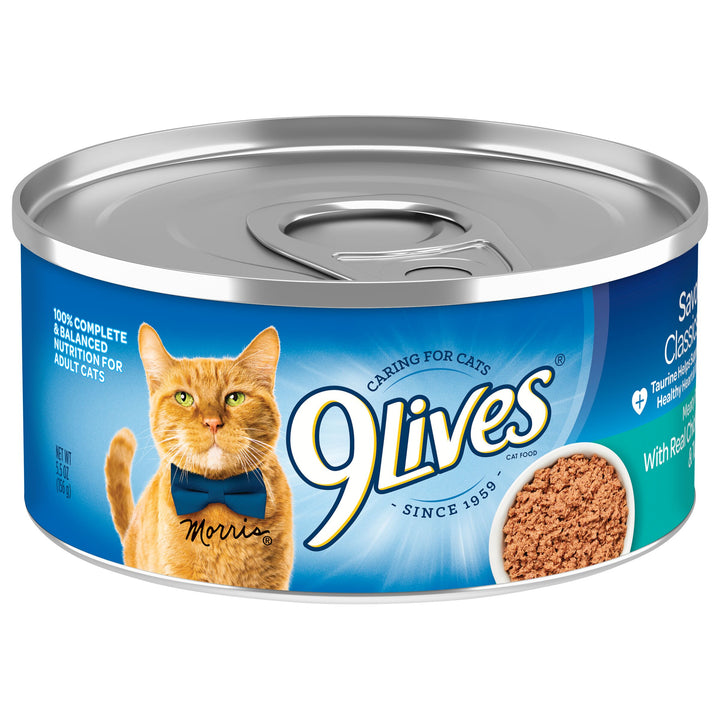9 Lives Meaty Pate Chicken And Tuna Cat Food Singles-5.5 oz.-24/Case
