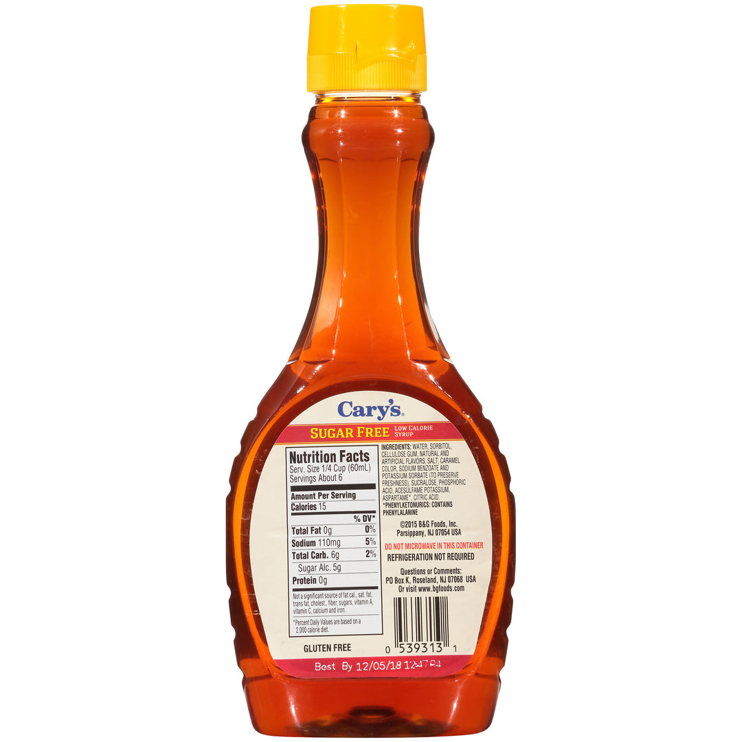 Cary's Low Calorie Sugar Free Waffle Syrup Bottle-12 fl oz.-12/Case