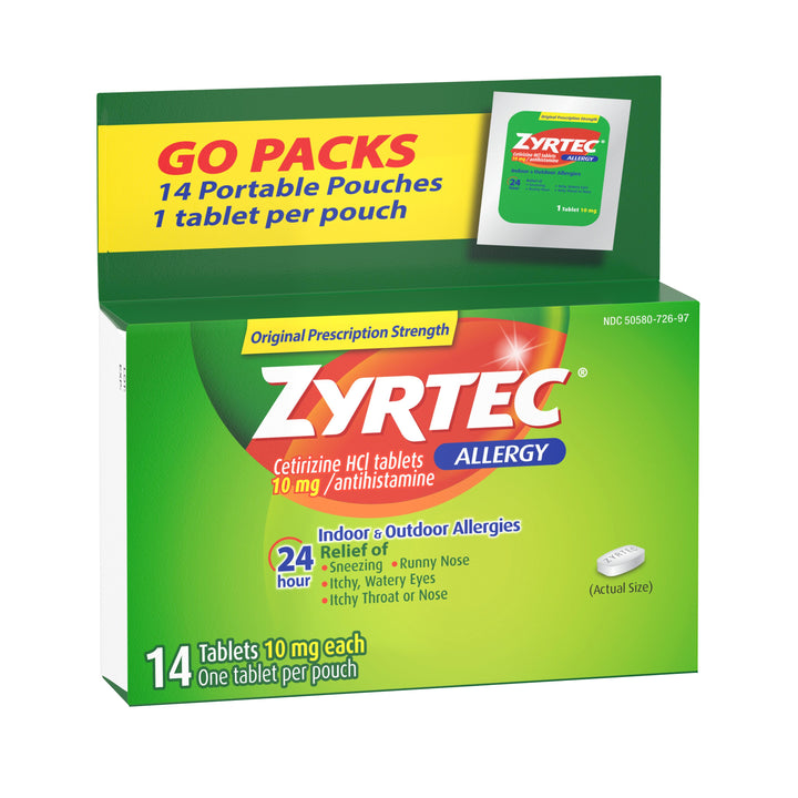 Zyrtec Allergy 10 Milligram Tablets-14 Count-4/Box-6/Case