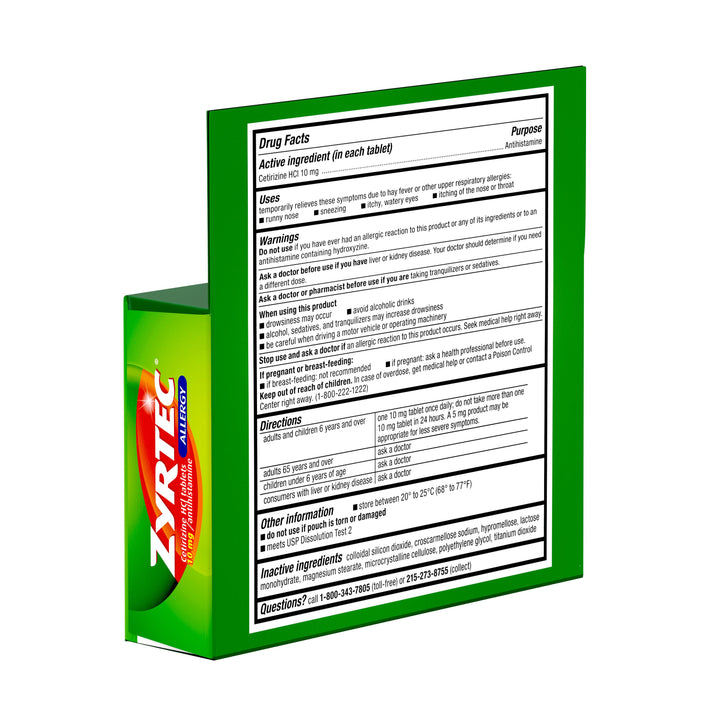 Zyrtec Allergy 10 Milligram Tablets-14 Count-4/Box-6/Case