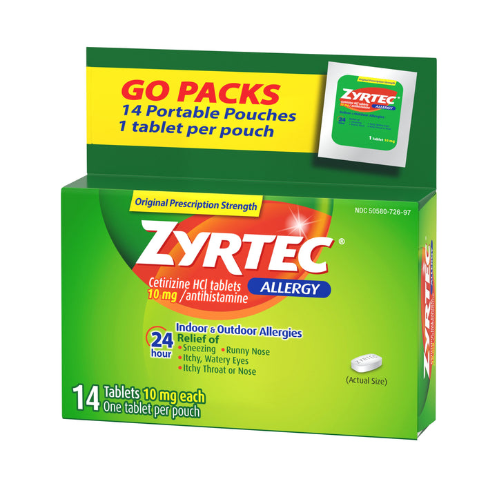 Zyrtec Allergy 10 Milligram Tablets-14 Count-4/Box-6/Case