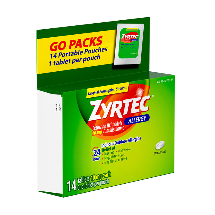 Zyrtec Allergy 10 Milligram Tablets-14 Count-4/Box-6/Case