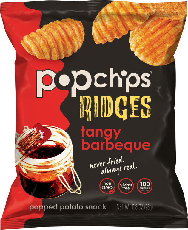 Popchips Tangy Barbecue Ridges Popped Potato Chips-0.8 oz.-24/Case