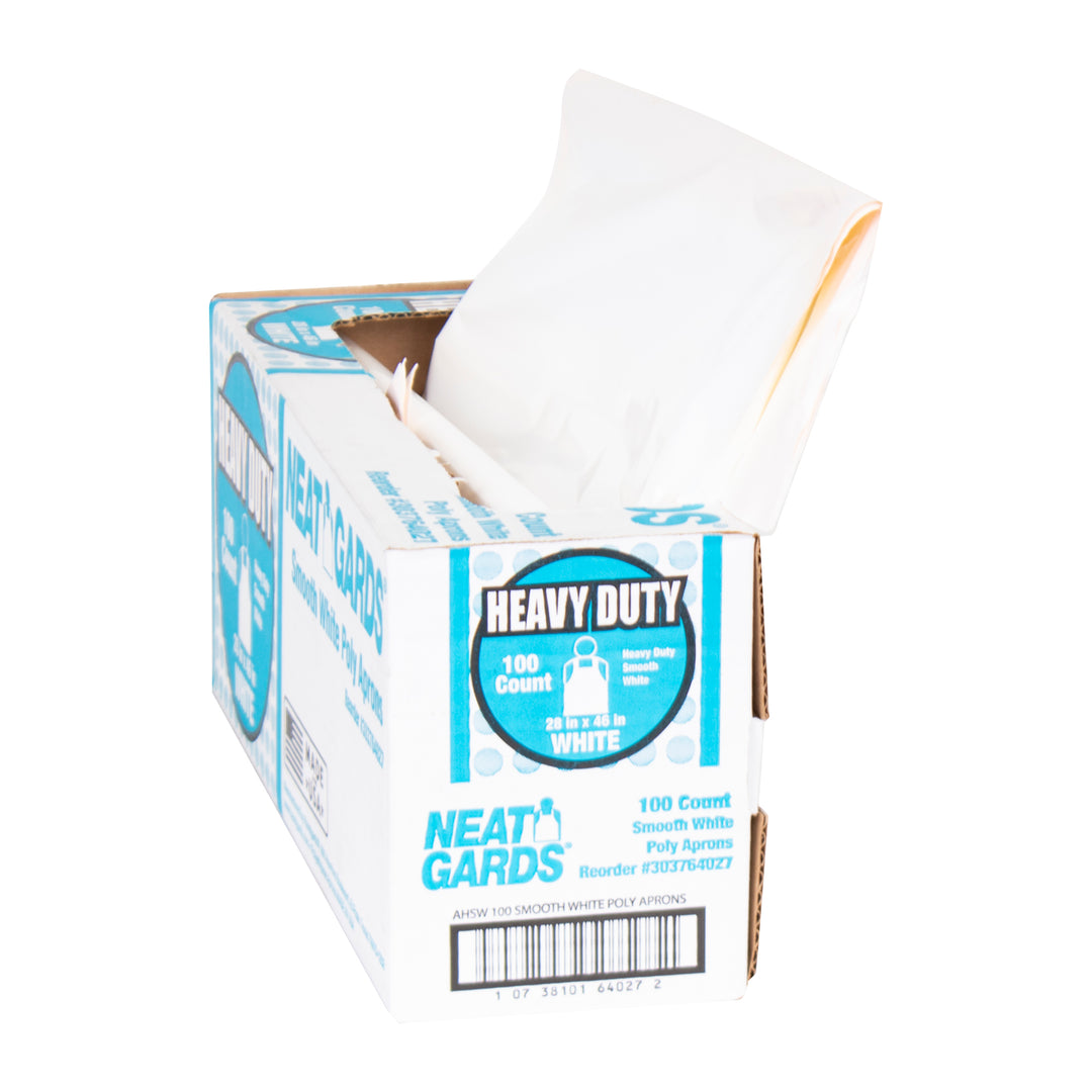 Neatgards Heavy Duty Smooth White Poly Apron-100 Each-100/Box-1/Case