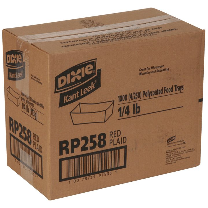 Kant Leek Dixie .25 Lb Red Plaid Food Tray-250 Count-4/Case