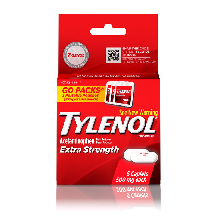 Tylenol Go Pack Clear Plastic-6 Count-6/Box-12/Case