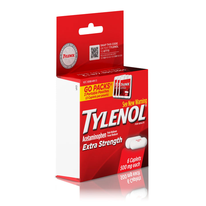Tylenol Go Pack Clear Plastic-6 Count-6/Box-12/Case