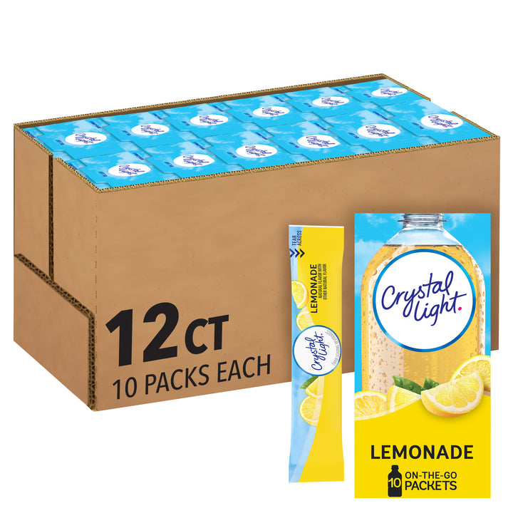 Crystal Light Lemonade Beverage On The Go-0.14 oz.-10/Box-12/Case