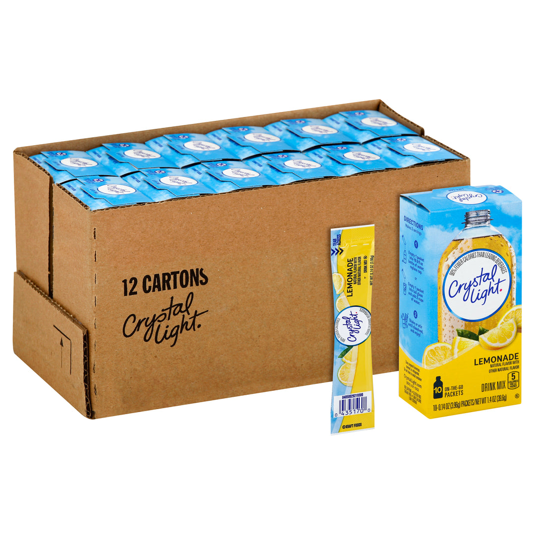 Crystal Light Lemonade Beverage On The Go-0.14 oz.-10/Box-12/Case