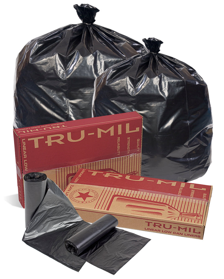 Pitt Plastics True-Mil 33 Inch X 39 Inch 1.4 Millimeter 33 Gallons Xx Heavy Black Star Perforated Roll Can Liner-25 Count-5/Case