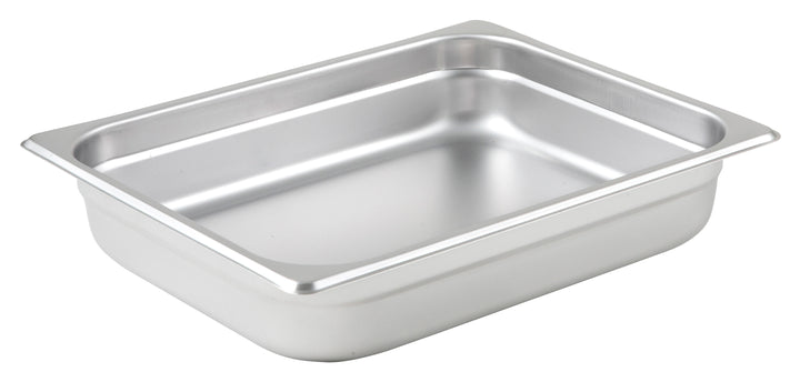 Winco Half Size 2.5 Inch 23 Ga Anti-Jam Stainless Steel Steam Pan-1 Each