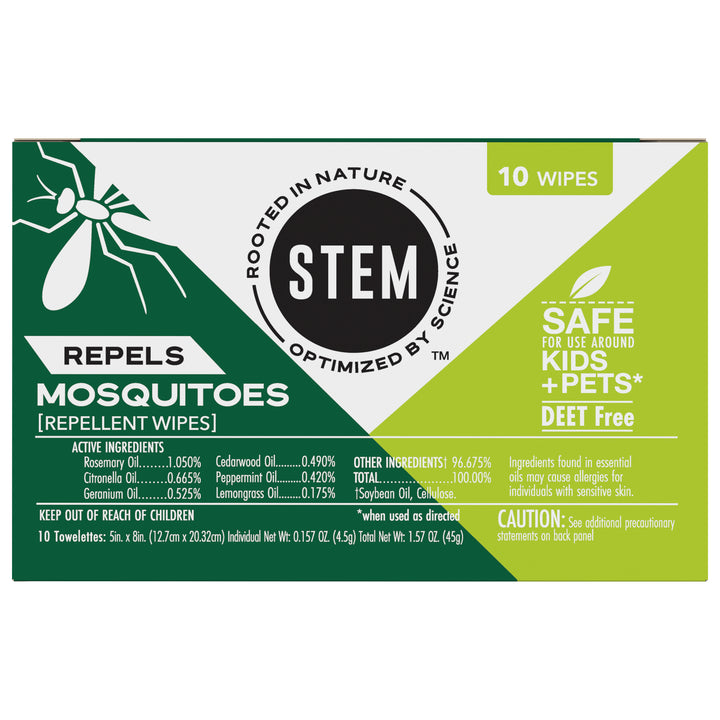 Stem Mosquito Repellent Wipes-10 Count-8/Case