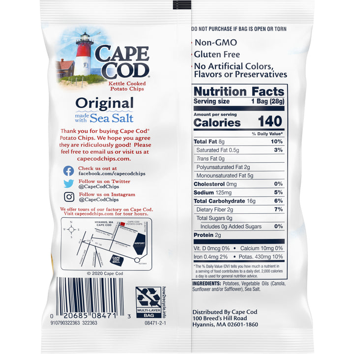 Cape Cod Kettle Chips Salted-1 oz.-88/Case