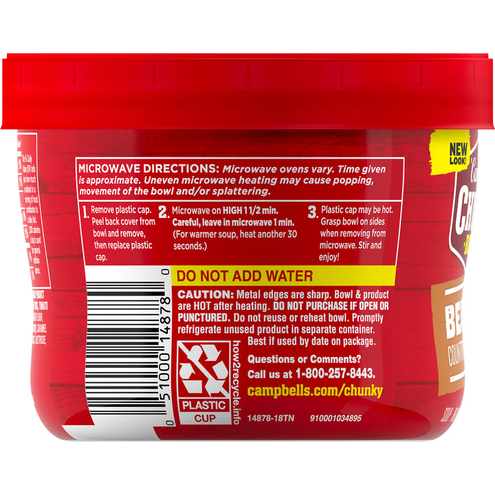Campbell's Chunky Beef With Vegetable Microwaveable Soup-15.25 oz.-8/Case