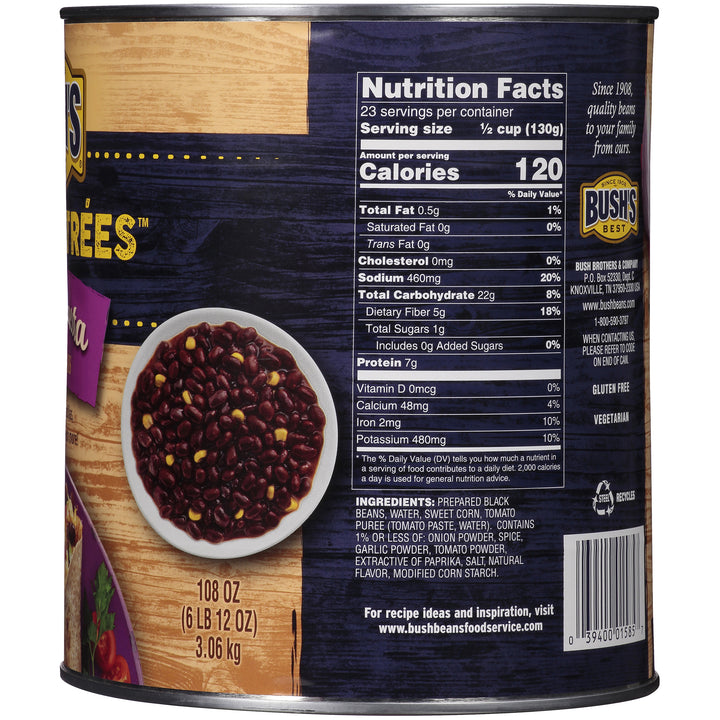 Bush's Best Taco Fiesta Black Bean-108 oz.-6/Case