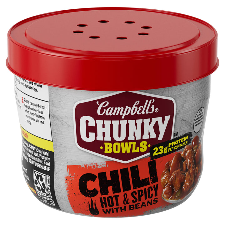 Campbell's Hot & Spicy With Beans Chili Microwaveable Soup-15.25 oz.-8/Case