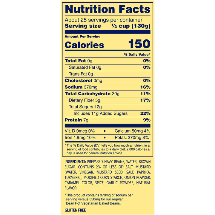 Bush's Best Reduced Sodium Bean Pot Vegetarian Baked Beans-115 oz.-6/Case