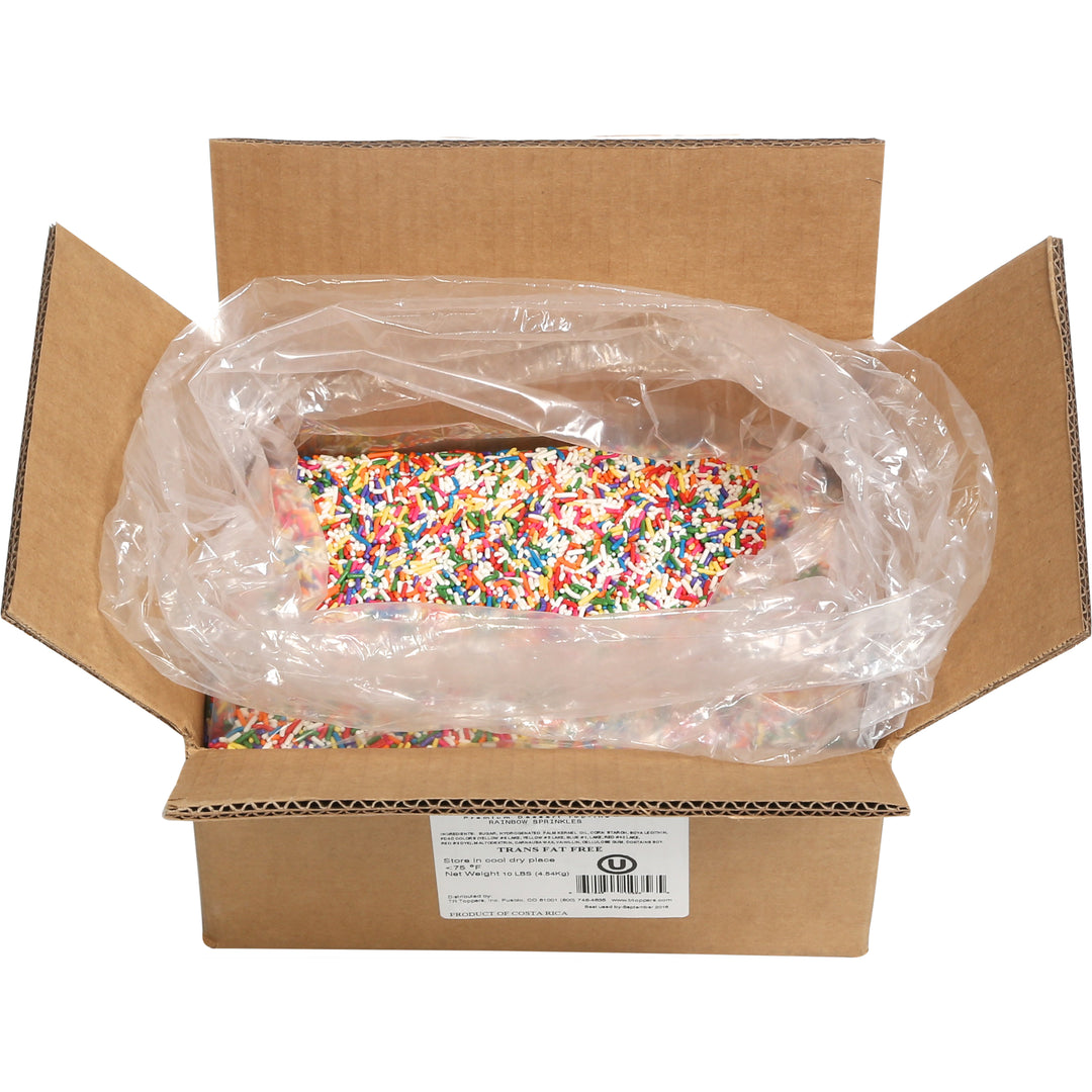 T.R. Toppers Rainbow Sprinkles Topping Bulk-10 lb.-1/Box-1/Case