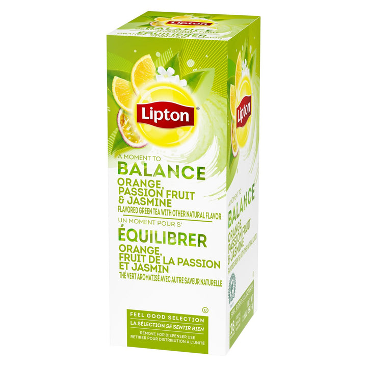 Lipton Hot Green With Orange Passion Fruit And Jasmine Tea Bags-28 Count-6/Case