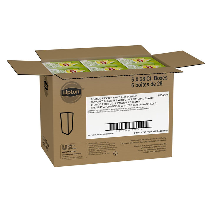 Lipton Hot Green With Orange Passion Fruit And Jasmine Tea Bags-28 Count-6/Case