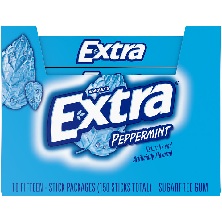 Extra Single Serve Peppermint Gum-15 Piece-10/Box-12/Case
