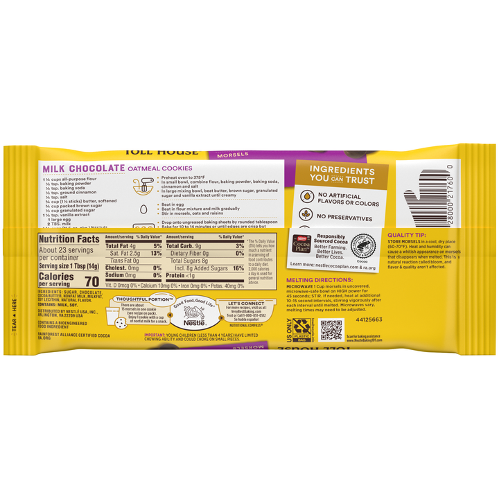 Tollhouse Milk Chocolate Morsels Display Ready Case-11.5 oz.-12/Case