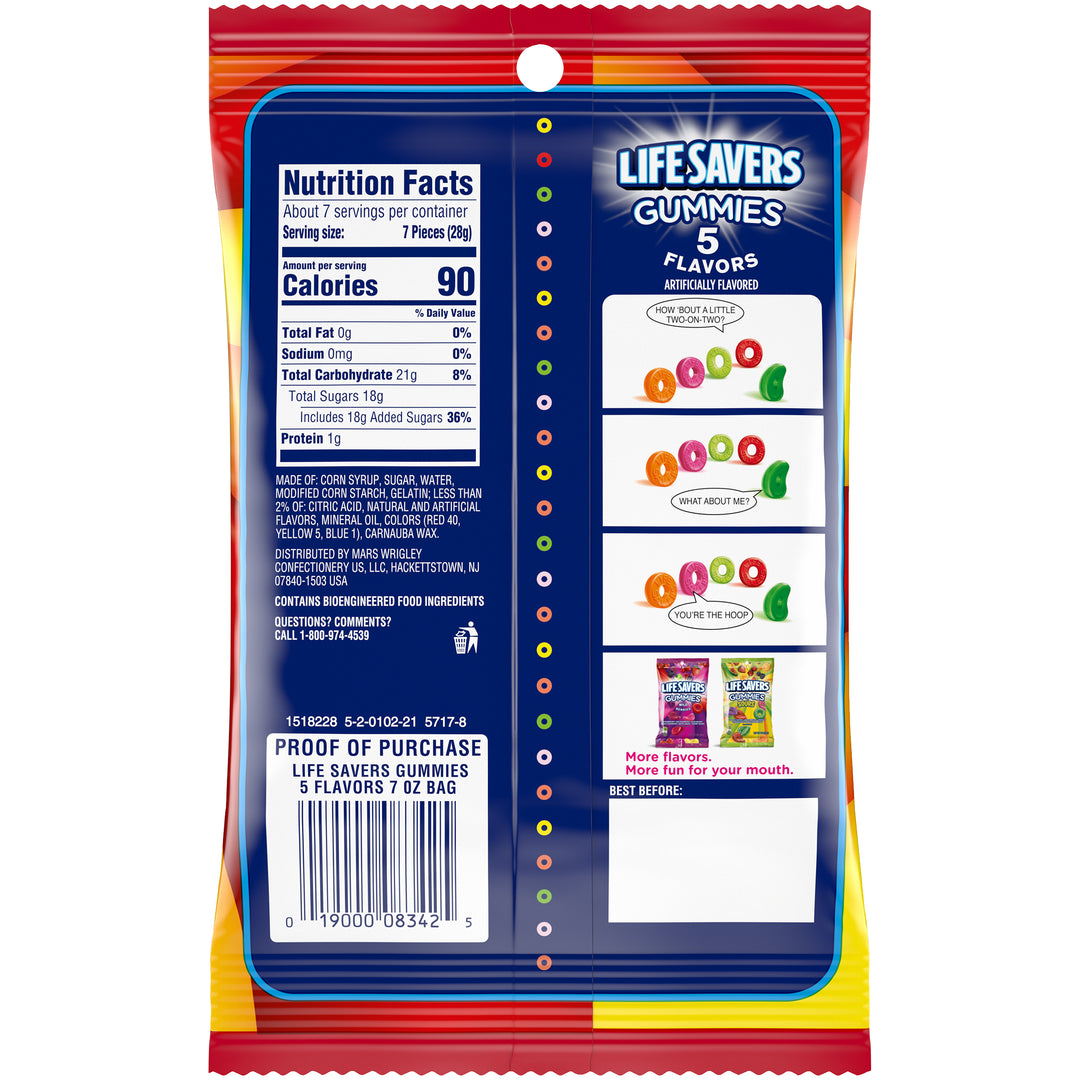 Lifesavers Five Flavor Candy Gummies-7 oz.-12/Case