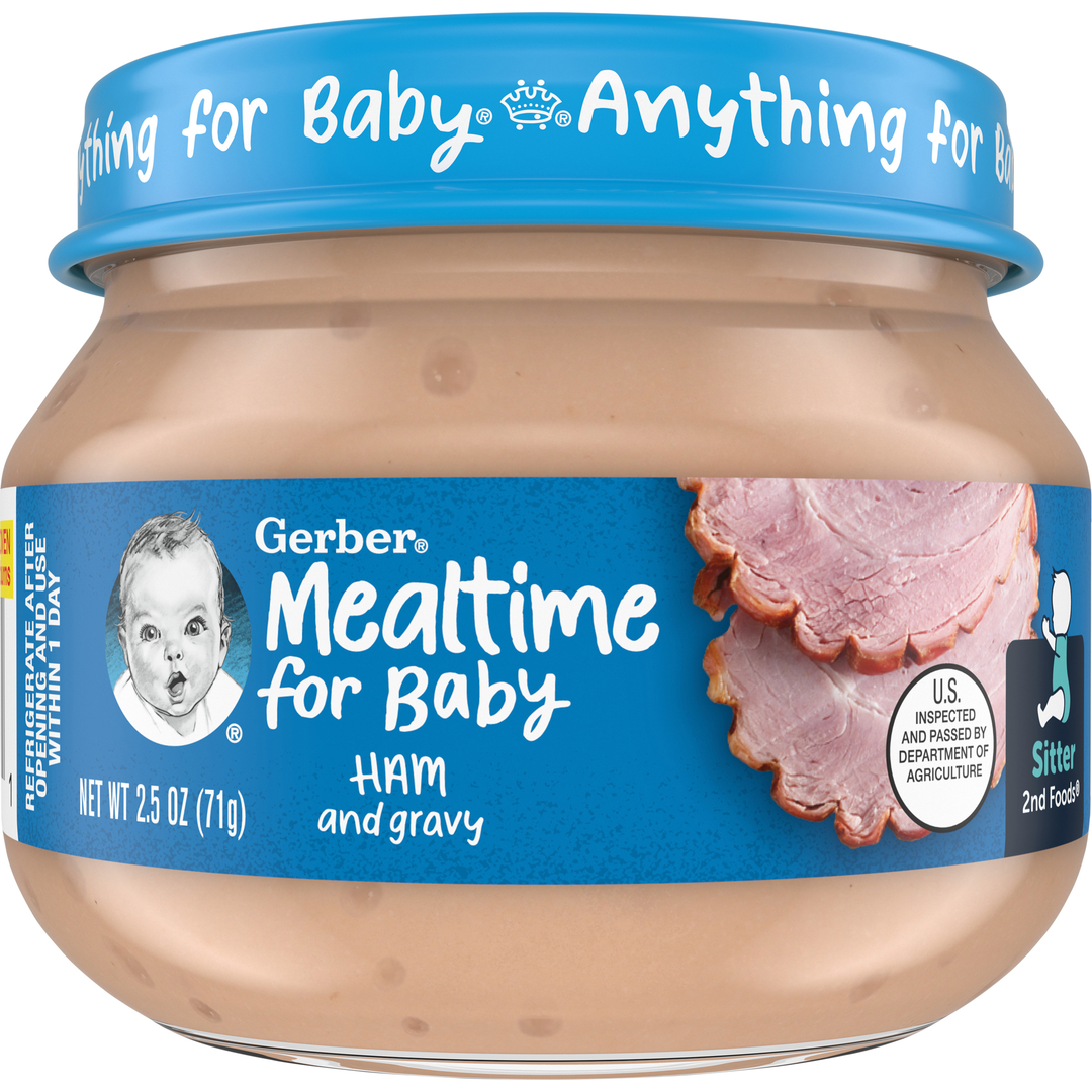 Gerber 2Nd Foods Ham And Gravy Puree Baby Food Jar-2.5 oz.-10/Case