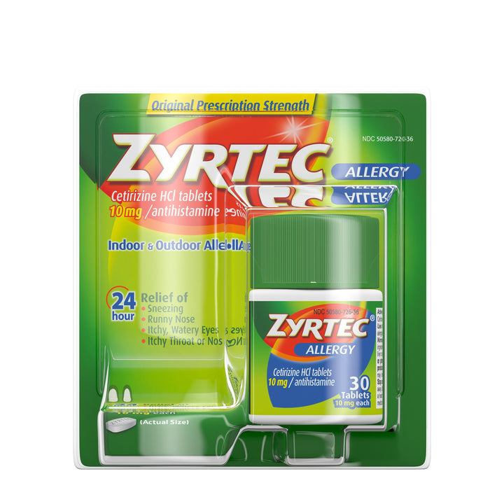 Zyrtec 10 Milligram 24 Hour Allergy-30 Count-4/Box-6/Case