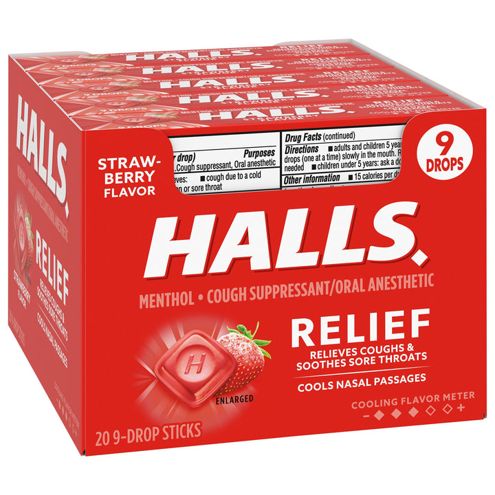 Halls Strawberry Cough Drops-1.16 oz.-20/Box-24/Case