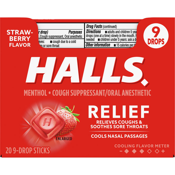 Halls Strawberry Cough Drops-1.16 oz.-20/Box-24/Case