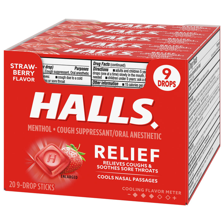 Halls Strawberry Cough Drops-1.16 oz.-20/Box-24/Case