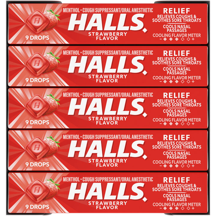 Halls Strawberry Cough Drops-1.16 oz.-20/Box-24/Case