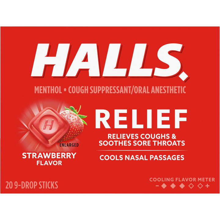 Halls Strawberry Cough Drops-1.16 oz.-20/Box-24/Case