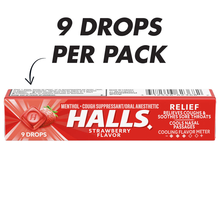 Halls Strawberry Cough Drops-1.16 oz.-20/Box-24/Case