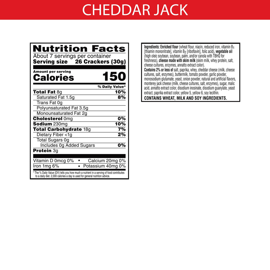 Cheez-It Grab Bag Reclosable Cheddar Jack Crackers-7 oz.-6/Case