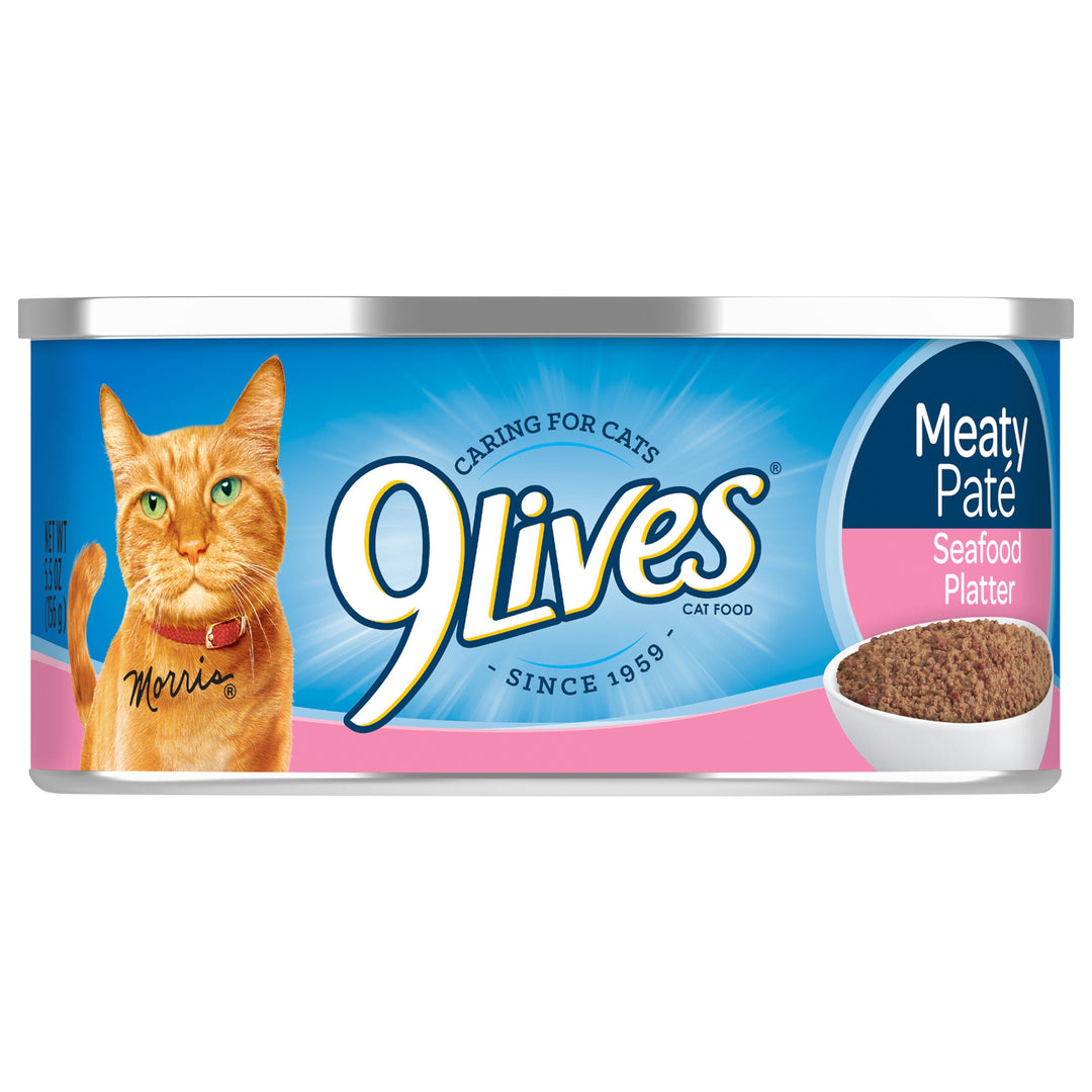 9 Lives Meaty Pate Seafood Platter Cat Food Singles-5.5 oz.-24/Case